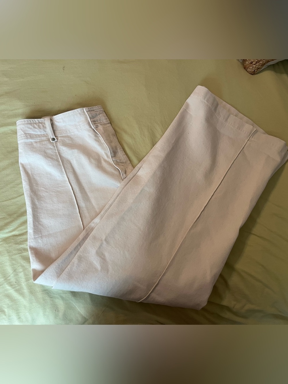 Zara Cream Tailored High-Waist Wide Leg Jeans - Picture 4 of 4